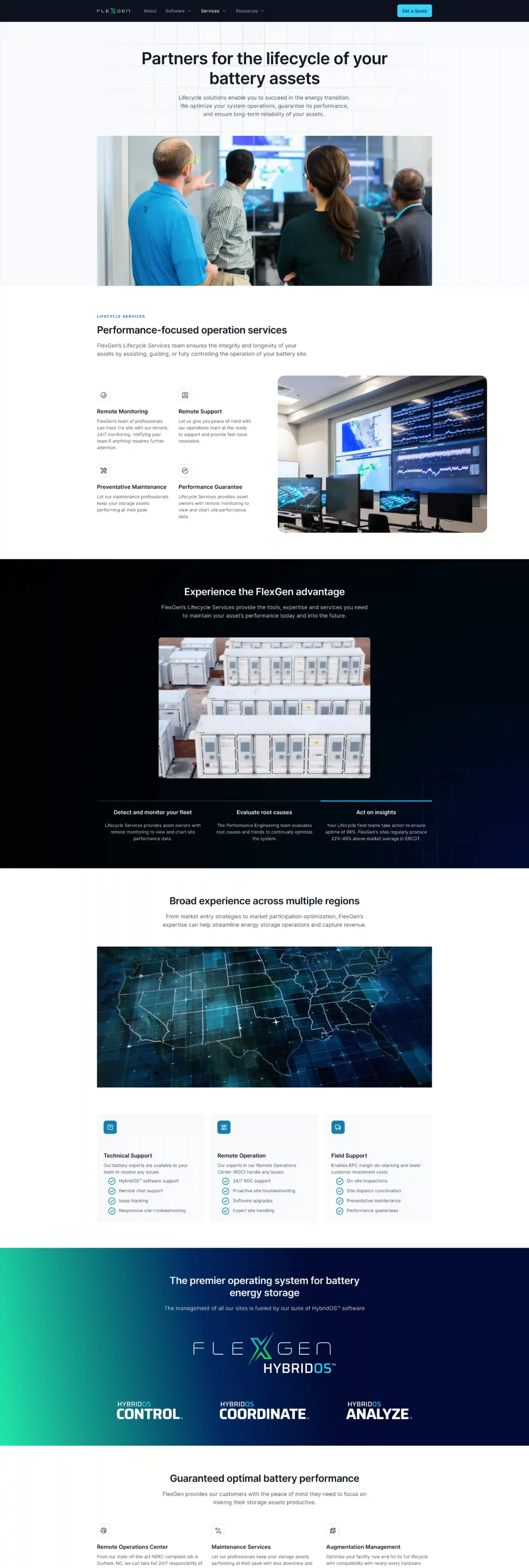 Screenshot of the desktop view of FlexGen's Service Landing page.